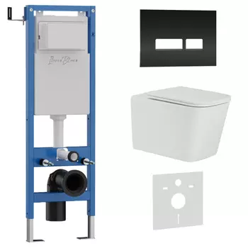 Комплект 3 в 1 Iberica Blanca инсталляция 40 см, унитаз TOLEDO ALTO IB.TLA.234.1B1, клавиша смыва черная, глянцевая IB.B022.001.001