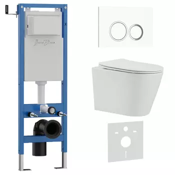 Комплект 3 в 1 Iberica Blanca инсталляция 40 см, унитаз BURGOS ALTO IB.BRA.234.1B1, клавиша смыва белый глянцевый IB.B082.001.000