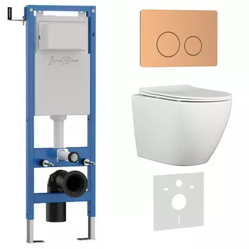 Комплект 3 в 1 Iberica Blanca инсталляция 40 см, унитаз BILBAO ALTO IB.BLA.231.1B1, клавиша смыва розовое золото матовое IB.B081.007.002