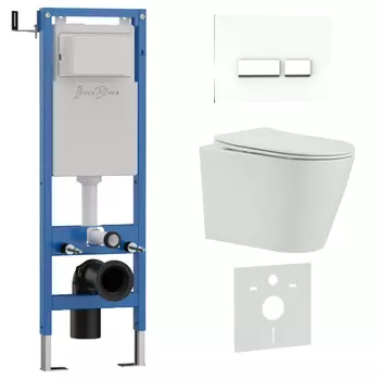 Комплект 3 в 1 Iberica Blanca инсталляция 40 см, унитаз BURGOS ALTO IB.BRA.234.1B1, клавиша смыва белая, глянцевая IB.B022.001.00