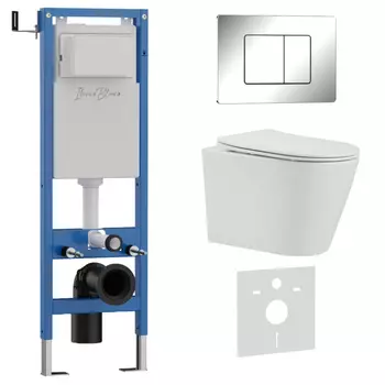Комплект 3 в 1 Iberica Blanca инсталляция 40 см, унитаз BURGOS ALTO IB.BRA.234.1B1, клавиша смыва хром глянцевый IB.B011.003.001