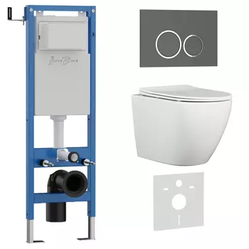 Комплект 3 в 1 Iberica Blanca инсталляция 40 см, унитаз BILBAO ALTO IB.BLA.231.1B1, клавиша смыва серый матовый IB.B082.007.000