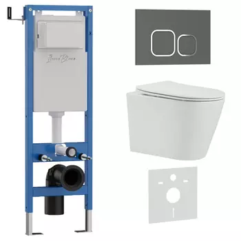 Комплект 3 в 1 Iberica Blanca инсталляция 40 см, унитаз BURGOS ALTO IB.BRA.234.1B1, клавиша смыва серый матовый IB.B083.007.000