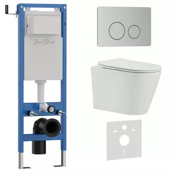 Комплект 3 в 1 Iberica Blanca инсталляция 40 см, унитаз BURGOS ALTO IB.BRA.234.1B1, клавиша смыва хром матовый IB.B081.003.002