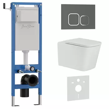 Комплект 3 в 1 Iberica Blanca инсталляция 40 см, унитаз TOLEDO ALTO IB.TLA.234.1B1, клавиша смыва серый матовый IB.B083.007.000