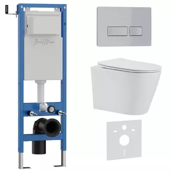 Комплект 3 в 1 Iberica Blanca инсталляция 40 см, унитаз BURGOS ALTO IB.BRA.234.1B1, клавиша смыва хром матовый IB.B021.004.000