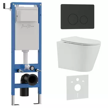 Комплект 3 в 1 Iberica Blanca инсталляция 40 см, унитаз BURGOS ALTO IB.BRA.234.1B1, клавиша смыва черный матовый IB.B081.002.003