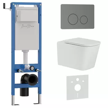 Комплект 3 в 1 Iberica Blanca инсталляция 40 см, унитаз TOLEDO ALTO IB.TLA.234.1B1, клавиша смыва вороненая сталь IB.B081.008.000