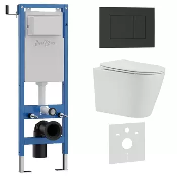 Комплект 3 в 1 Iberica Blanca инсталляция 40 см, унитаз BURGOS ALTO IB.BRA.234.1B1, клавиша смыва черный матовый IB.B085.002.000