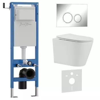 Комплект 3 в 1 Iberica Blanca инсталляция 40 см, унитаз BURGOS ALTO IB.BRA.234.1B1, клавиша смыва хром глянцевый IB.B082.003.002