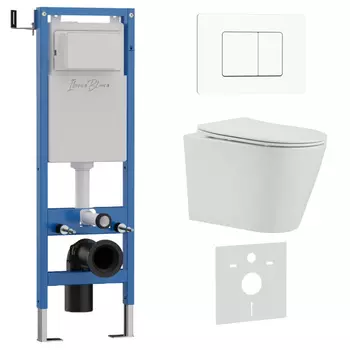 Комплект 3 в 1 Iberica Blanca инсталляция 40 см, унитаз BURGOS ALTO IB.BRA.234.1B1, клавиша смыва белый матовый IB.B011.001.000