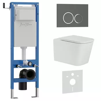 Комплект 3 в 1 Iberica Blanca инсталляция 40 см, унитаз TOLEDO ALTO IB.TLA.234.1B1, клавиша смыва серый матовый IB.B082.007.000