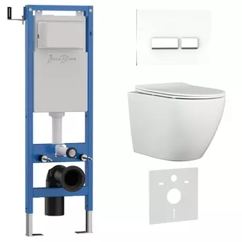 Комплект 3 в 1 Iberica Blanca инсталляция 40 см, унитаз BILBAO ALTO IB.BLA.231.1B1, клавиша смыва белая, глянцевая IB.B022.001.00