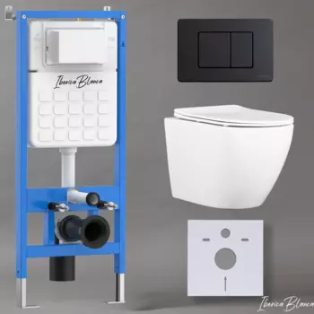 Комплект 3 в 1 Iberica Blanca инсталляция + унитаз Bilbao Alto IB.BLA.234.1B1 + кнопка смыва Inox-C IB.B011.002.003