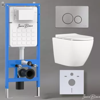 Комплект 3 в 1 Iberica Blanca инсталляция + унитаз Bilbao Alto IB.BLA.234.1B1 + кнопка смыва Inox-O IB.B081.003.002