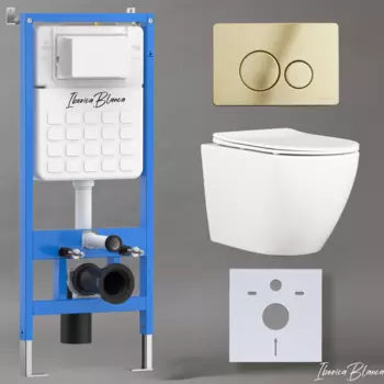 Комплект 3 в 1 Iberica Blanca инсталляция + унитаз Bilbao Alto IB.BLA.234.1B1 + кнопка смыва Inox-O IB.B081.006.002