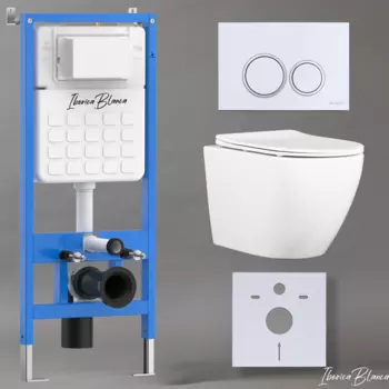 Комплект 3 в 1 Iberica Blanca инсталляция + унитаз Bilbao Alto IB.BLA.234.1B1 + кнопка смыва Esti-O IB.B082.001.000