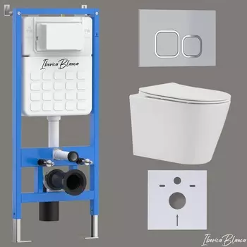 Комплект 3 в 1 Iberica Blanca инсталляция + унитаз Burgos Alto IB.BRA.234.1B1 + кнопка смыва Esti-Q IB.B083.004.002