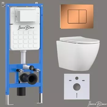 Комплект 3 в 1 Iberica Blanca инсталляция + унитаз Bilbao Alto IB.BLA.234.1B1 + кнопка смыва Inox-C IB.B011.004.001