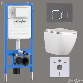 Комплект 3 в 1 Iberica Blanca инсталляция + унитаз Bilbao Alto IB.BLA.234.1B1 + кнопка смыва Esti-Q IB.B083.007.000