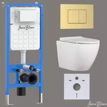 Комплект 3 в 1 Iberica Blanca инсталляция + унитаз Bilbao Alto IB.BLA.234.1B1 + кнопка смыва Inox-C IB.B011.005.000