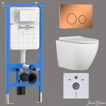 Комплект 3 в 1 Iberica Blanca инсталляция + унитаз Bilbao Alto IB.BLA.234.1B1 + кнопка смыва Inox-О IB.B081.007.001