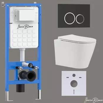 Комплект 3 в 1 Iberica Blanca инсталляция + унитаз Burgos Alto IB.BRA.234.1B1 + кнопка смыва Esti-O IB.B082.002.000