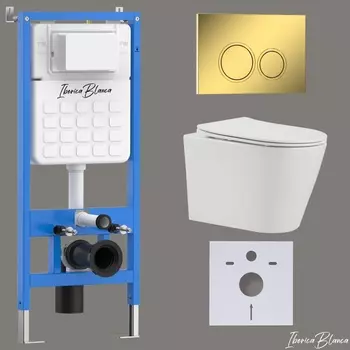 Комплект 3 в 1 Iberica Blanca инсталляция + унитаз Burgos Alto IB.BRA.234.1B1 + кнопка смыва Esti-O IB.B082.006.001