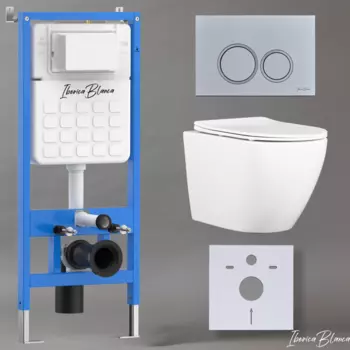 Комплект 3 в 1 Iberica Blanca инсталляция + унитаз Bilbao Alto IB.BLA.234.1B1 + кнопка смыва Esti-O IB.B082.004.000