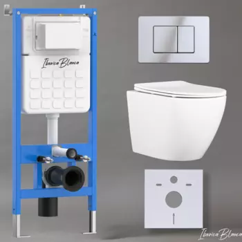 Комплект 3 в 1 Iberica Blanca инсталляция + унитаз Bilbao Alto IB.BLA.234.1B1 + кнопка смыва Inox-C IB.B011.003.001