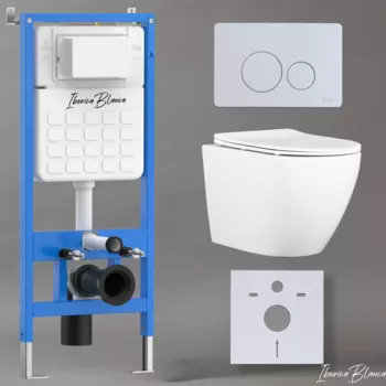 Комплект 3 в 1 Iberica Blanca инсталляция + унитаз Bilbao Alto IB.BLA.234.1B1 + кнопка смыва Inox-O IB.B081.001.000