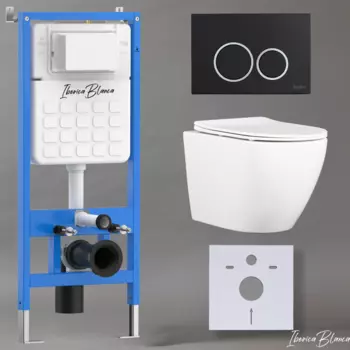 Комплект 3 в 1 Iberica Blanca инсталляция + унитаз Bilbao Alto IB.BLA.234.1B1 + кнопка смыва Esti-O IB.B082.002.000
