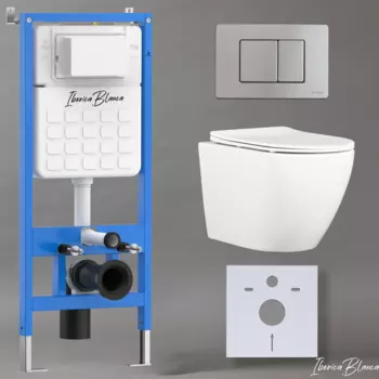 Комплект 3 в 1 Iberica Blanca инсталляция + унитаз Bilbao Alto IB.BLA.234.1B1 + кнопка смыва Inox-C IB.B011.003.002