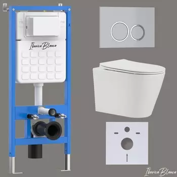 Комплект 3 в 1 Iberica Blanca инсталляция + унитаз Burgos Alto IB.BRA.234.1B1 + кнопка смыва Esti-O IB.B082.004.000