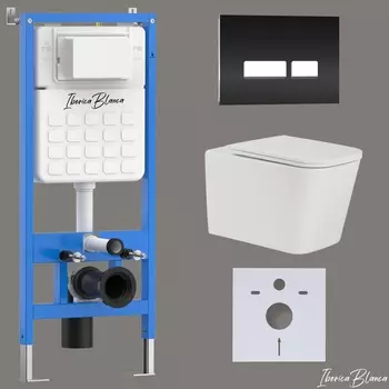 Комплект 3 в 1 Iberica Blanca инсталляция + унитаз Toledo Alto IB.TLA.234.1B1 + кнопка смыва Crystal-R IB.B022.001.001