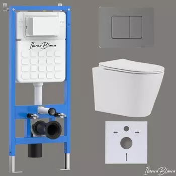 Комплект 3 в 1 Iberica Blanca инсталляция + унитаз Burgos Alto IB.BRA.234.1B1 + кнопка смыва Inox-C IB.B011.008.000