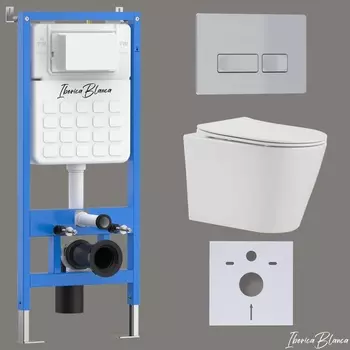 Комплект 3 в 1 Iberica Blanca инсталляция + унитаз Burgos Alto IB.BRA.234.1B1 + кнопка смыва Esti-R IB.B021.004.000