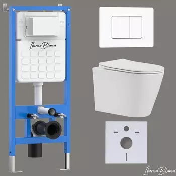 Комплект 3 в 1 Iberica Blanca инсталляция + унитаз Burgos Alto IB.BRA.234.1B1 + кнопка смыва Inox-C IB.B011.001.000