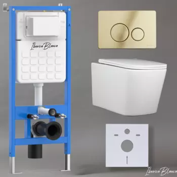 Комплект 3 в 1 Iberica Blanca инсталляция + унитаз Toledo Alto IB.TLA.234.1B1 + кнопка смыва Inox-O IB.B081.006.002