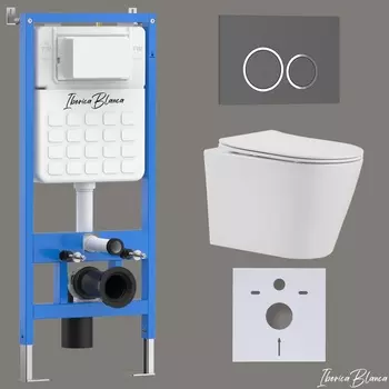 Комплект 3 в 1 Iberica Blanca инсталляция + унитаз Burgos Alto IB.BRA.234.1B1 + кнопка смыва Esti-O IB.B082.007.000