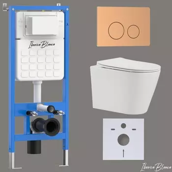 Комплект 3 в 1 Iberica Blanca инсталляция + унитаз Burgos Alto IB.BRA.234.1B1 + кнопка смыва Inox-О IB.B081.007.002