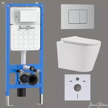 Комплект 3 в 1 Iberica Blanca инсталляция + унитаз Burgos Alto IB.BRA.234.1B1 + кнопка смыва Inox-C IB.B011.003.002