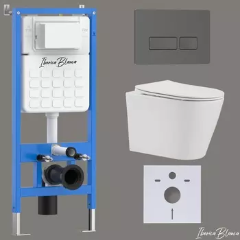 Комплект 3 в 1 Iberica Blanca инсталляция + унитаз Burgos Alto IB.BRA.234.1B1 + кнопка смыва Esti-R IB.B021.008.000