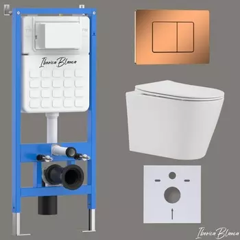 Комплект 3 в 1 Iberica Blanca инсталляция + унитаз Burgos Alto IB.BRA.234.1B1 + кнопка смыва Inox-C IB.B011.004.001