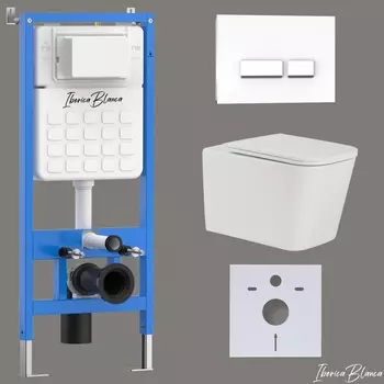 Комплект 3 в 1 Iberica Blanca инсталляция + унитаз Toledo Alto IB.TLA.234.1B1 + кнопка смыва Crystal-R IB.B022.001.00