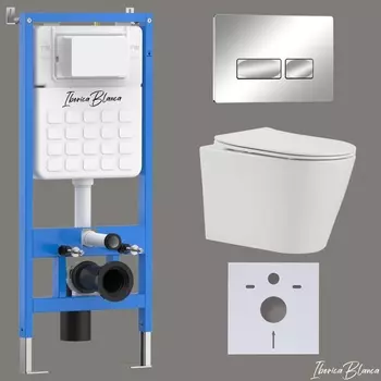 Комплект 3 в 1 Iberica Blanca инсталляция + унитаз Burgos Alto IB.BRA.234.1B1 + кнопка смыва Esti-R IB.B021.003.002