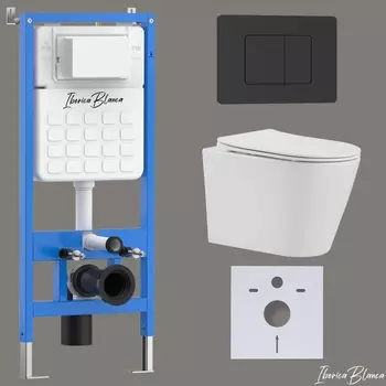 Комплект 3 в 1 Iberica Blanca инсталляция + унитаз Burgos Alto IB.BRA.234.1B1 + кнопка смыва Inox-C IB.B011.002.003