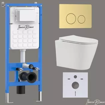 Комплект 3 в 1 Iberica Blanca инсталляция + унитаз Burgos Alto IB.BRA.234.1B1 + кнопка смыва Inox-O IB.B081.005.003