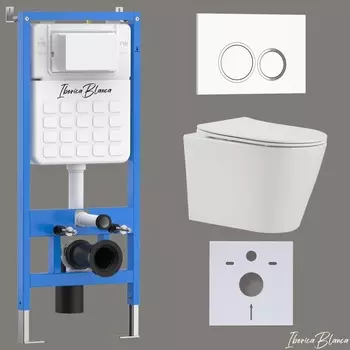 Комплект 3 в 1 Iberica Blanca инсталляция + унитаз Burgos Alto IB.BRA.234.1B1 + кнопка смыва Esti-O IB.B082.001.000