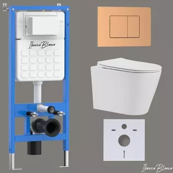 Комплект 3 в 1 Iberica Blanca инсталляция + унитаз Burgos Alto IB.BRA.234.1B1 + кнопка смыва Inox-C IB.B011.007.002